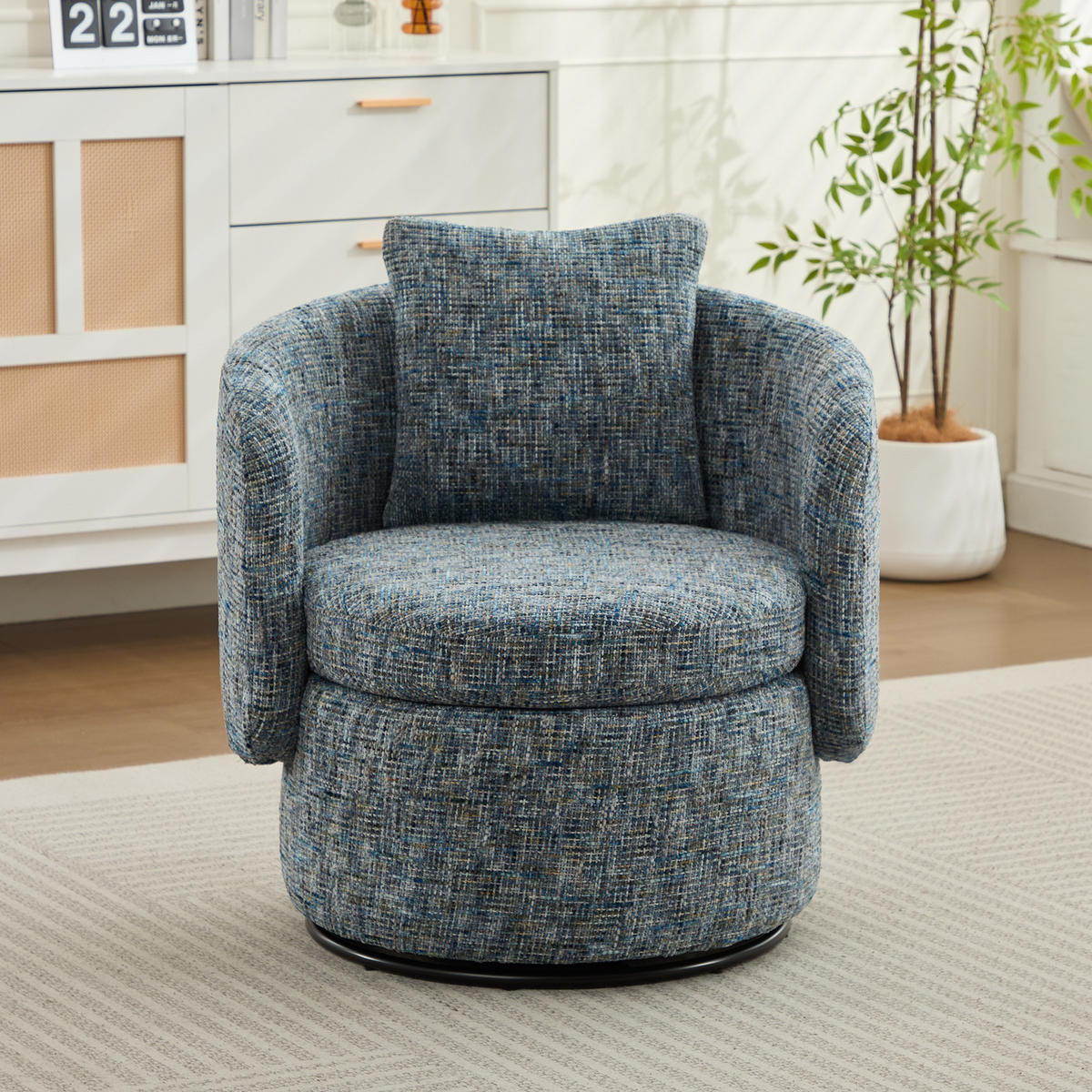SESSEL Chenille mit verstecktem Stauraum 72/66.5/76 cm Blau - Blau, Textil (66.5/76/72cm) - Redom