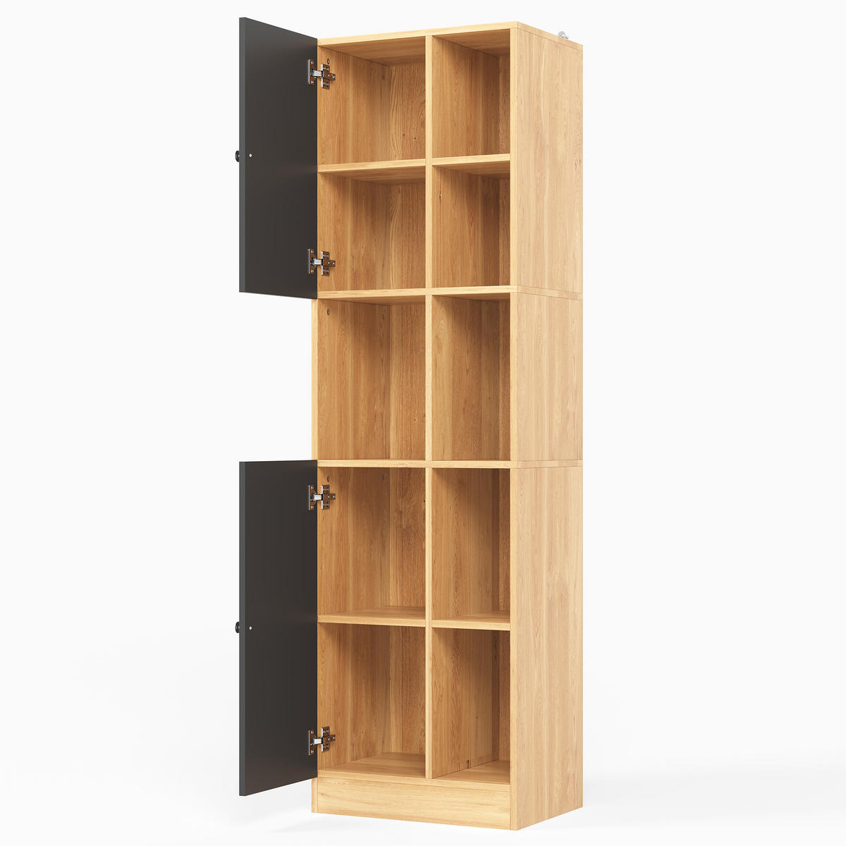 MEHRZWECKSCHRANK DE-38746 50/35,5/170 cm 6 offene Regale und 2 Türen Eiche - Naturfarben, Holzwerkstoff (50/170/35.5cm) - ComfortXL