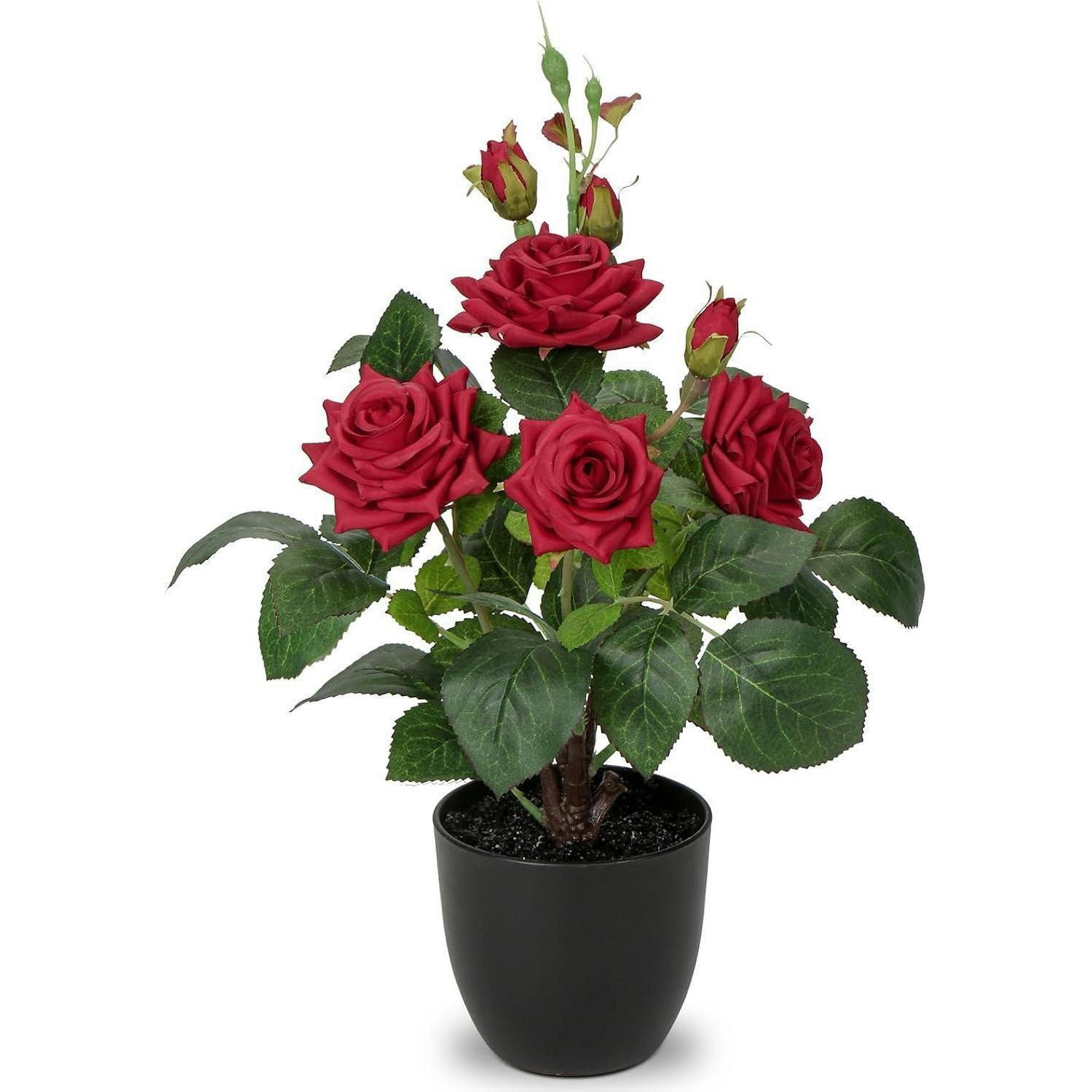 KUNSTROSEN im Topf 34CM Rot - Rot, Kunststoff (38cm)