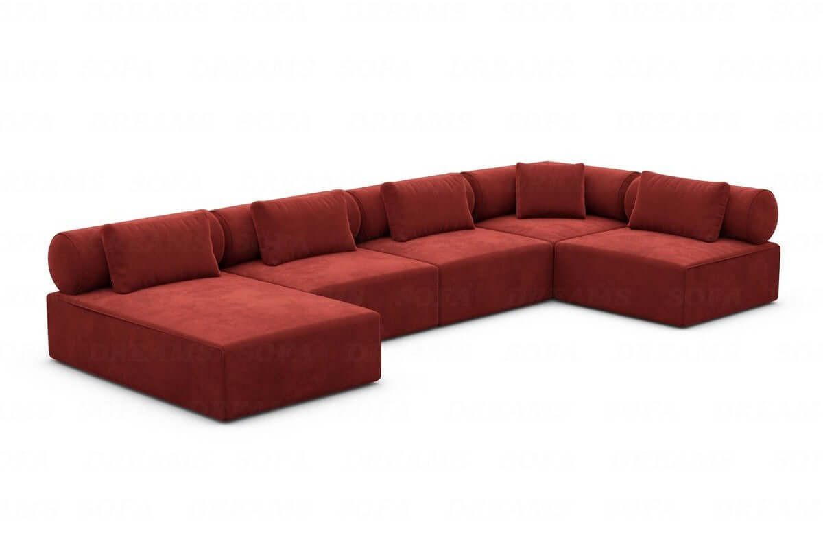 WOHNLANDSCHAFT Cipriani Rot Samtstoff - Rot, Kunststoff (400/77/200cm)