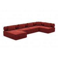 WOHNLANDSCHAFT Cipriani Rot Samtstoff - Rot, Kunststoff (400/77/200cm)