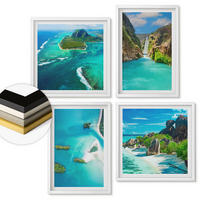 WANDBILDER 4er-Set - 50x50 cm & 40x60 cm Weißer Rahmen - Tropische türkisfarbene Inseln - Weiß, Kunststoff (50/50cm) - ArtPrintCave