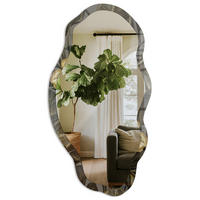 SPIEGEL 90x45 cm asymmetrisch mit Druck - Tropischer Garten - Transparent, Glas (45/90/0.4cm) - TULUP
