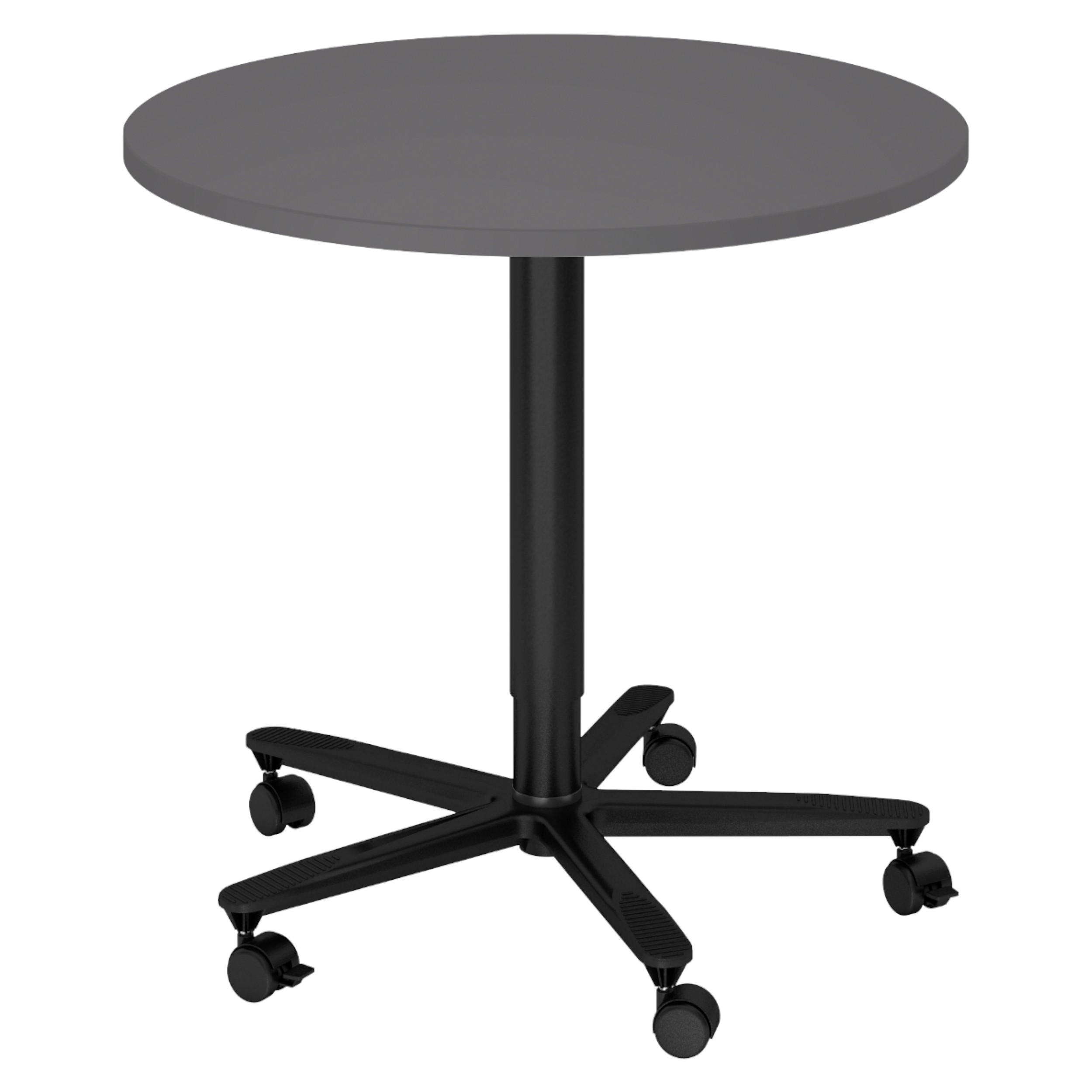 SÄULENHUBTISCH rund ST 80/80/74 cm in Graphitfarben/schwarz - Graphitfarben/Schwarz, Holzwerkstoff (80/80/74cm) - bümö
