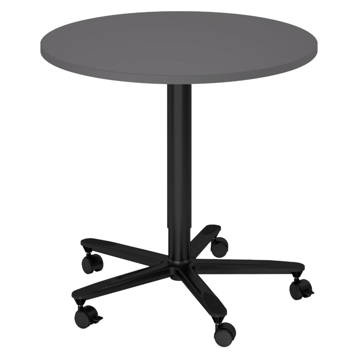 SÄULENHUBTISCH rund ST 80/80/74 cm in Graphitfarben/schwarz - Graphitfarben/Schwarz, Holzwerkstoff (80/80/74cm) - bümö