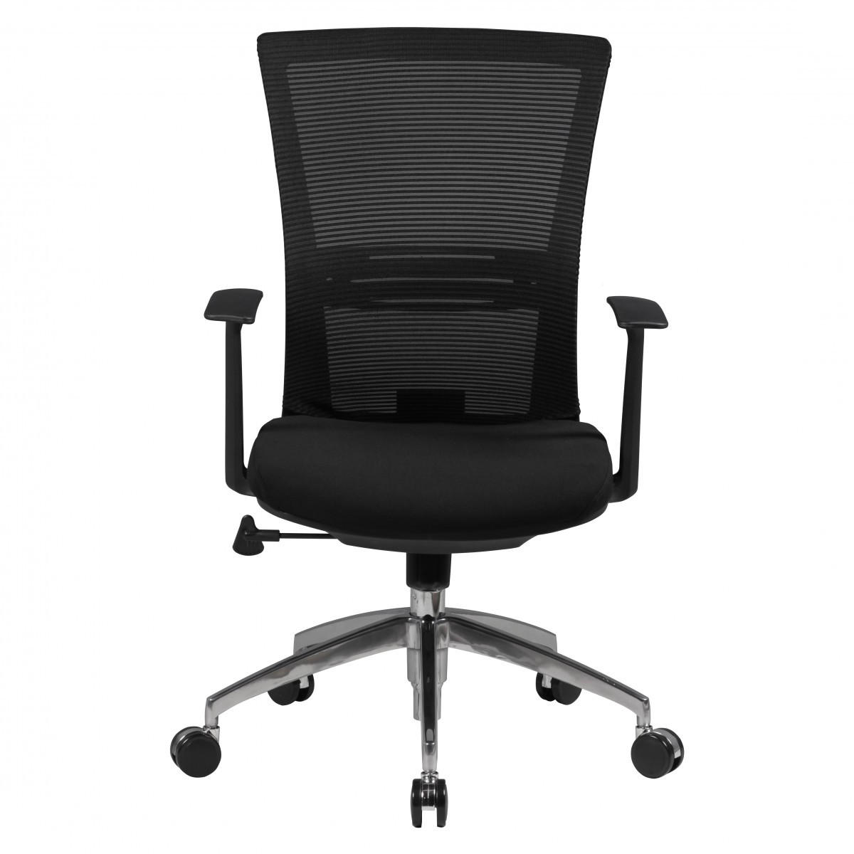 BÜROSTUHL Schwarz Netz drehbar mit verstellbarer Rückenlehne und Aluminiumfußkreuz bis 120 kg - Silberfarben/Schwarz, Textil (70/107/63cm) - KADIMA DESIGN