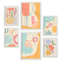 POSTER Set Mit 6 Crasis Rahmen In Blume Zusammenfassung A3 & A4 Weißer Rahmen - Weiß, Papier (29/3cm) - Nacnic