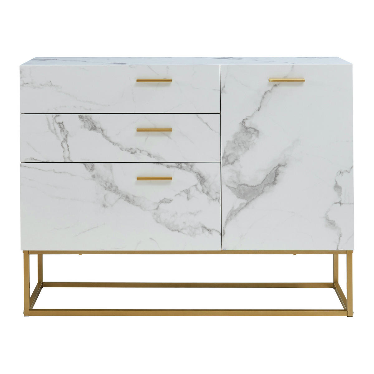 SIDEBOARD Lavangen - Goldfarben/Weiß, Holzwerkstoff/Metall (100/75/35cm) - [en.casa]