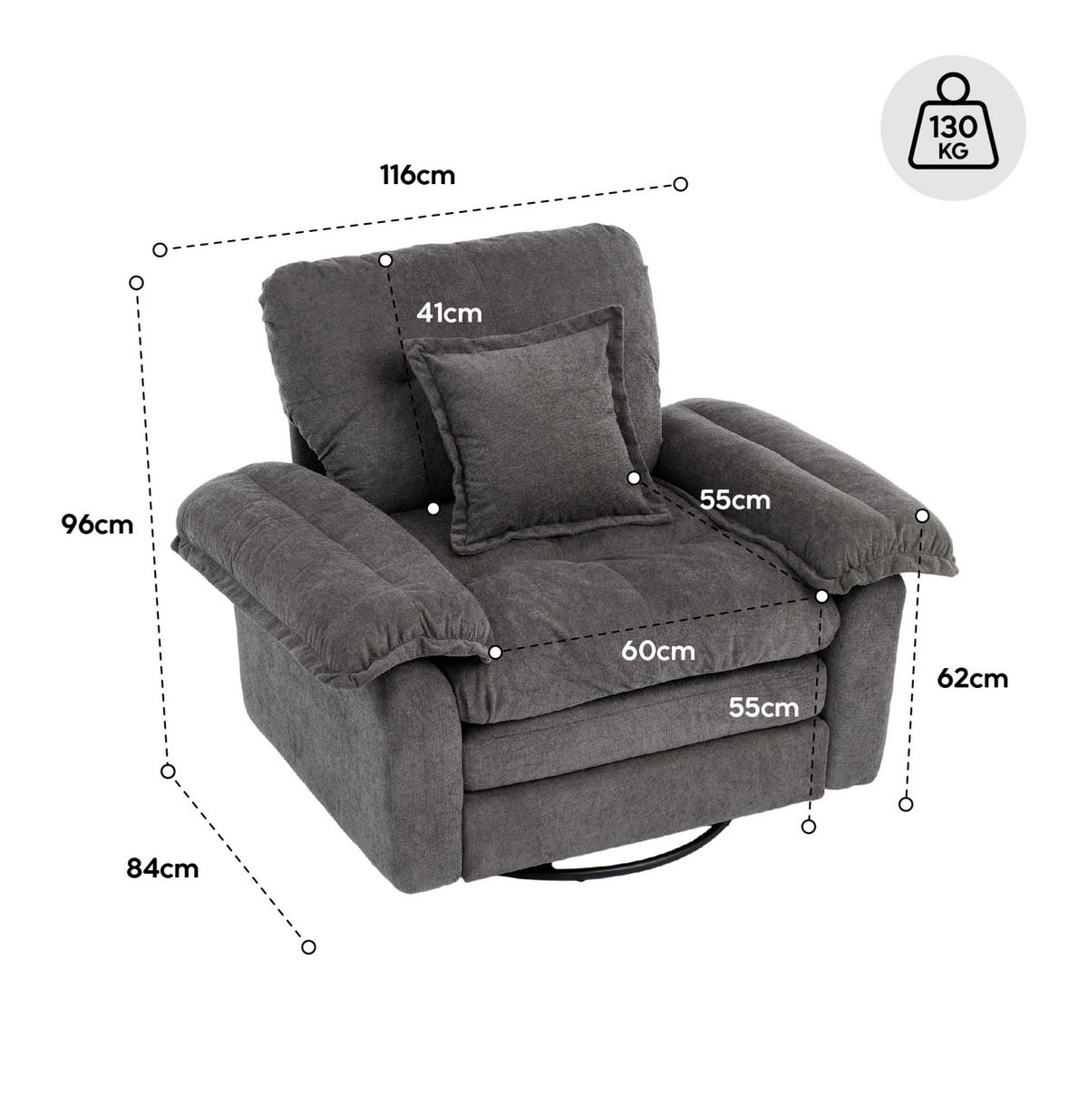 SESSEL 116/84/96 cm Grün aus Polsterung mit 360°-Drehfunktion - Grün, Textil (84/96/116cm) - OKMYHOME