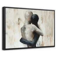 LEINWAND Bilder mit Rahmen - Abstrakt - Liebe - Schwarz und weiß - Modern - 60x40 - Schwarz, Textil (60/40cm) - MuchoWow