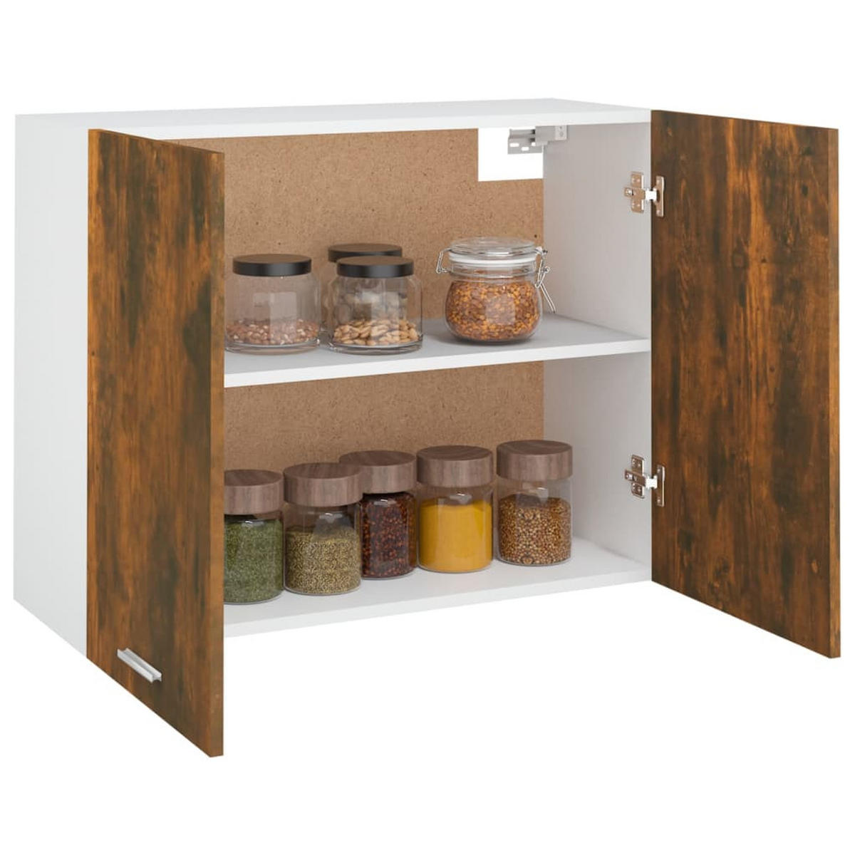 KÜCHENOBERSCHRANK Lyon mit 2 Ebenen, 80/31/60 cm, aus Holzwerkstoff, in Räuchereiche - Silberfarben/Sonoma Eiche, Holz (31/60/80cm) - vidaXL