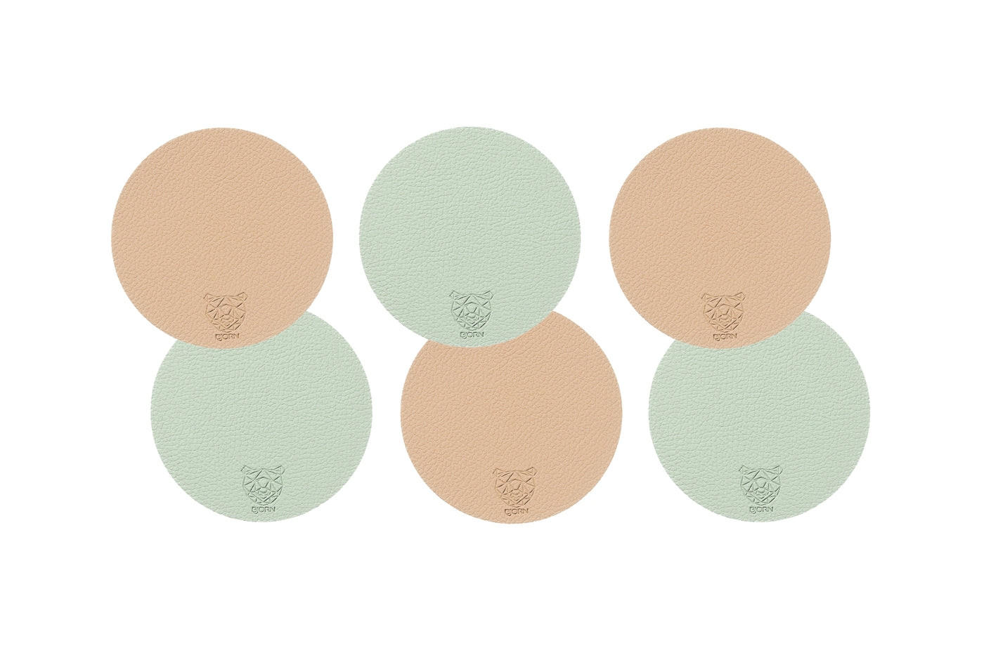 UNTERSETZER - 6er-Set - Recyceltes Leder in Blassrosa und Blassgrün - Pink, Textil (10/10cm) - Björn
