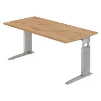 SCHREIBTISCH Serie-U 80/160/74 cm in Wildeiche/Silberfarbengrau - Wildeiche/Silberfarben, Holzwerkstoff (80/160/74cm) - bümö