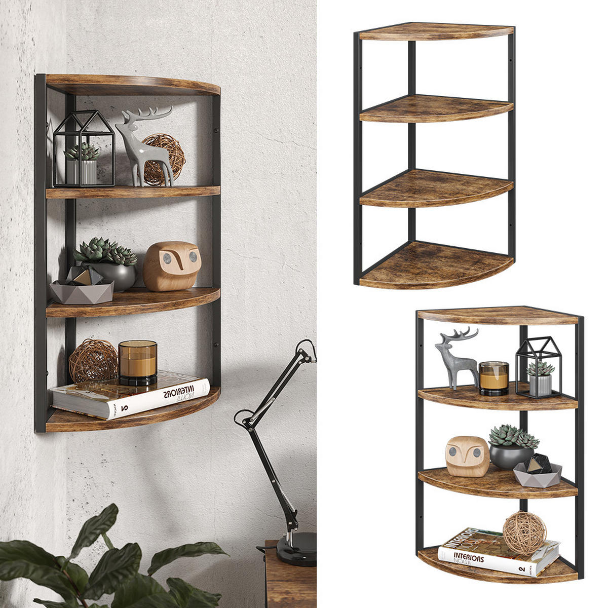 ECKREGAL Fyrk Antikholz 30 x 60 cm - Eichefarben/Schwarz, Holzwerkstoff (30/60/30cm) - Vicco