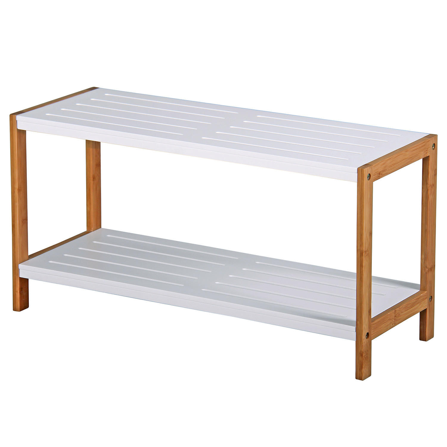 SCHUHREGAL - Bambus massiv / MDF - Weiß, Holz/Holzwerkstoff (70/36/26cm) - home24