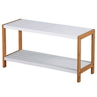 SCHUHREGAL - Bambus massiv / MDF - Weiß, Holz/Holzwerkstoff (70/36/26cm) - home24