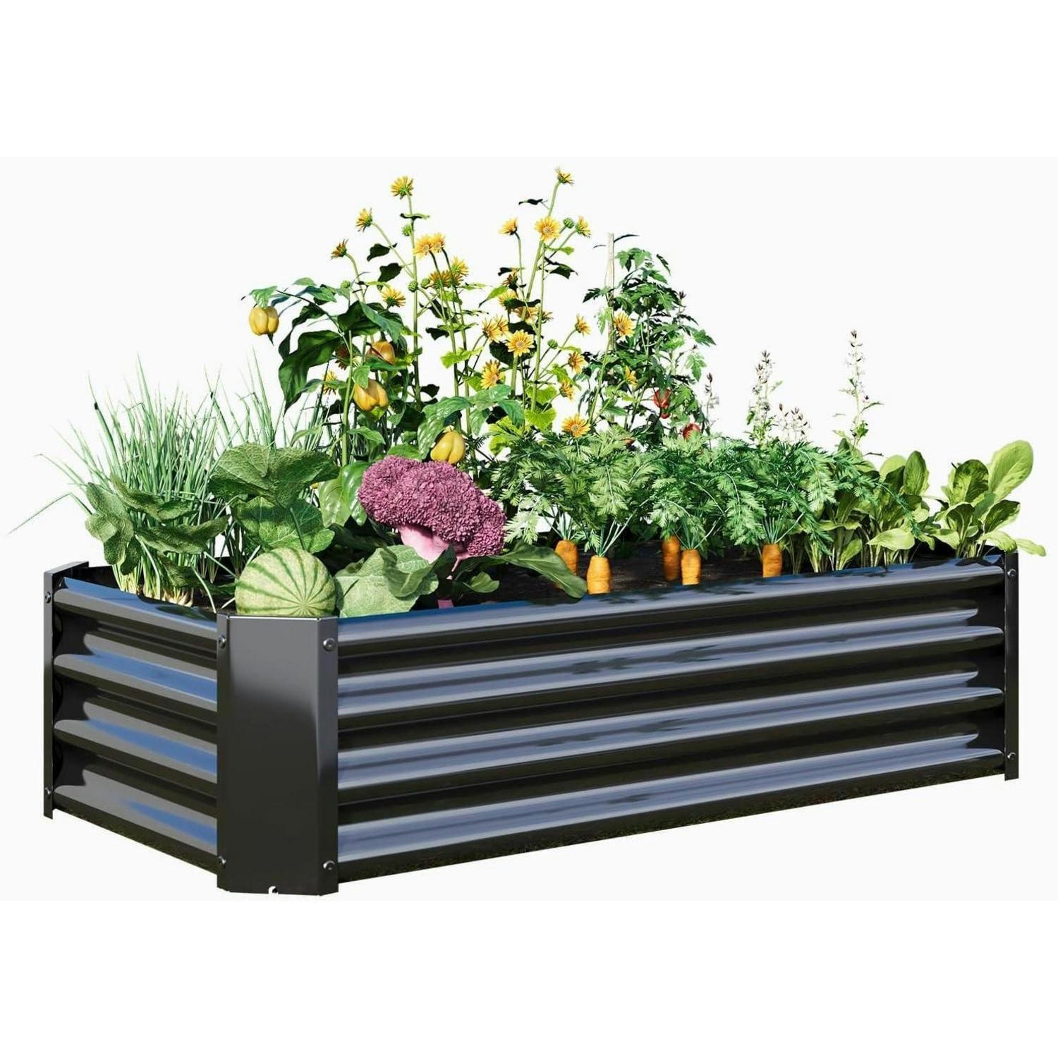 HOCHBEET-SET Metall Schwarz 120 x 60 x 30 cm - Schwarz, Metall (60/30/120cm)