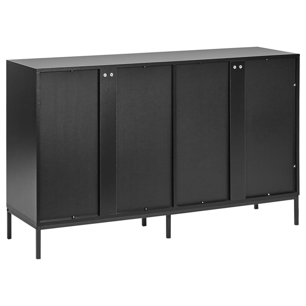 SIDEBOARD se skleněnými dveřmi 137 cm Černý Langford - černá, kompozitní dřevo (137/83/40cm) - Beliani