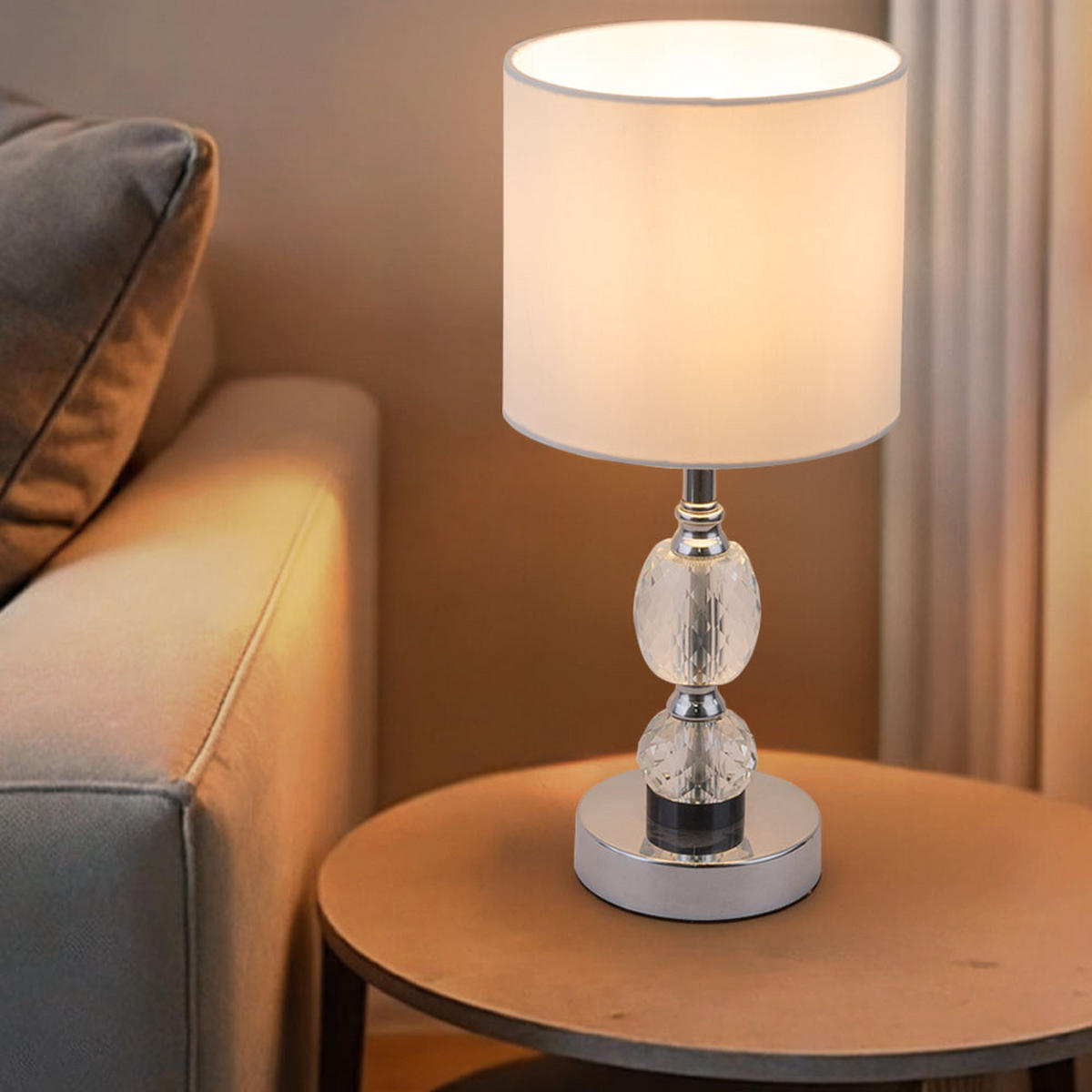 TISCHLEUCHTE Metall Kristallglas Weiß - Weiß, Metall (15/15/34cm) - Globo Lighting