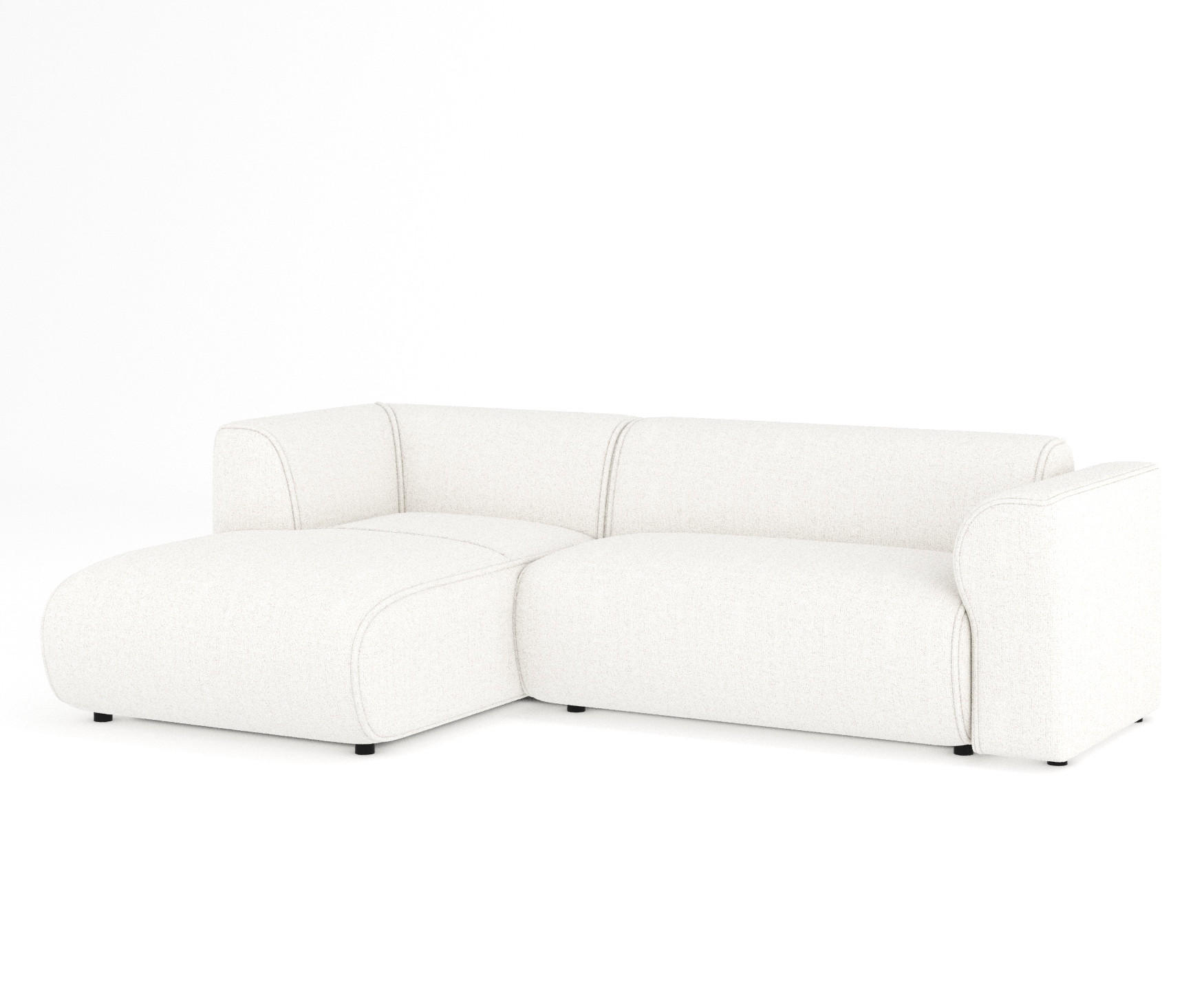 ECKSOFA Melani Creme Webstoff - Creme/Schwarz, Holz/Holzwerkstoff (253/153cm) - Maison de Reve