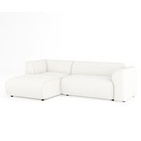ECKSOFA Melani Creme Webstoff - Creme/Schwarz, Holz/Holzwerkstoff (253/153cm) - Maison de Reve