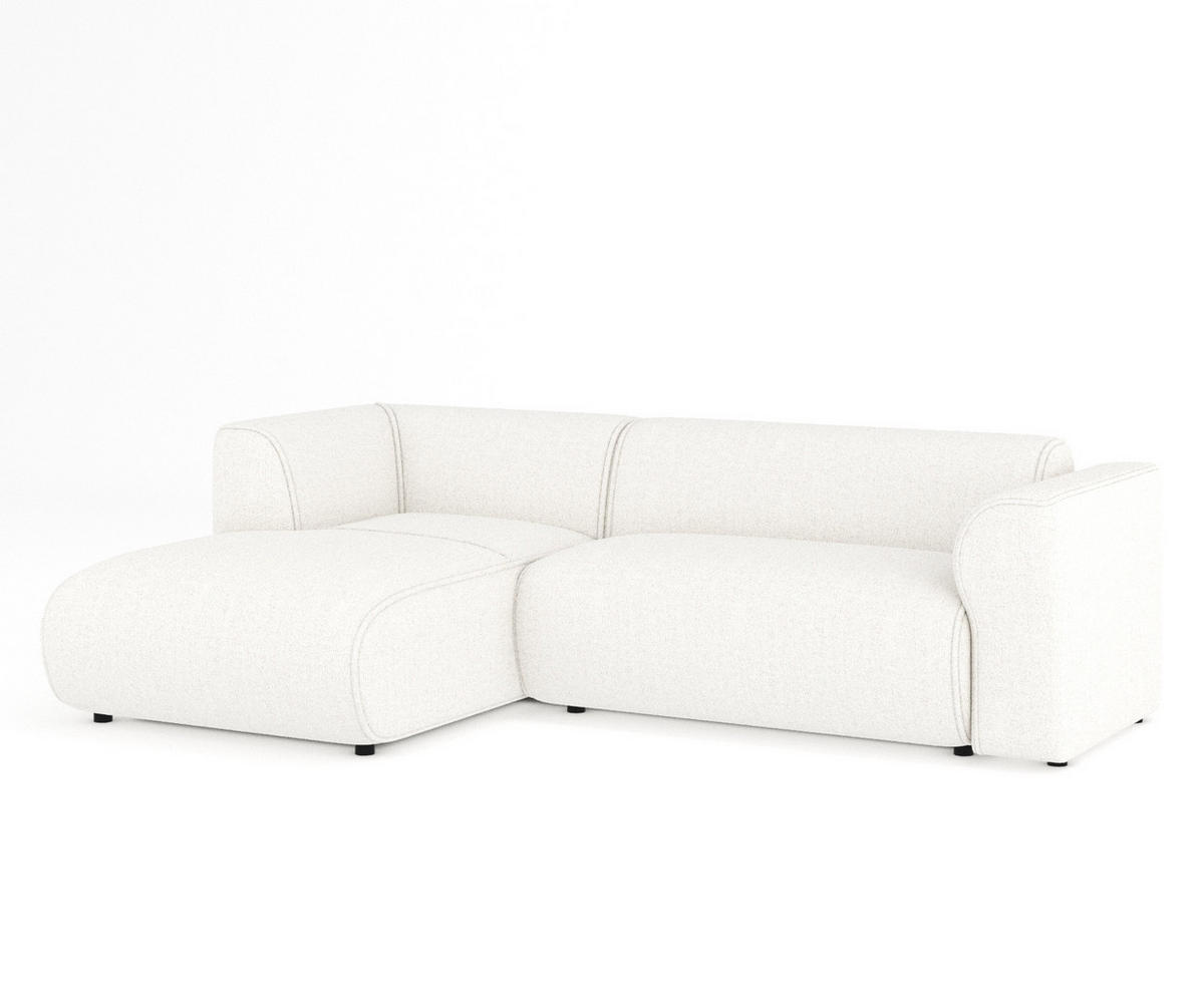 ECKSOFA Melani Creme Webstoff - Creme/Schwarz, Holz/Holzwerkstoff (253/153cm) - Maison de Reve