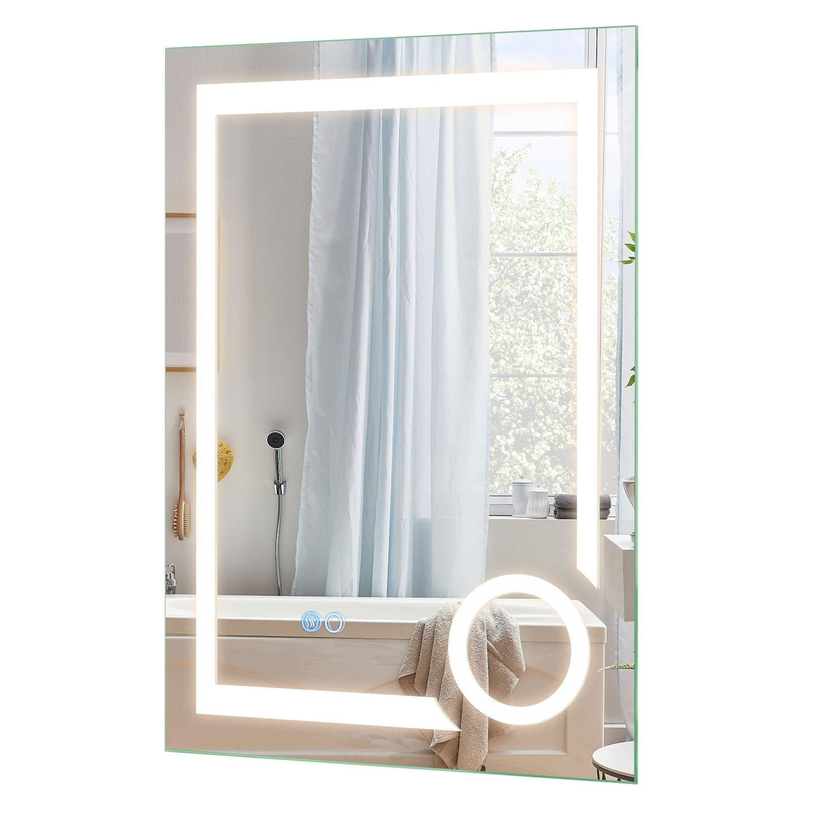 BADEWASCHSPIEGEL Wandmontage silber - Silberfarben, Glas (50/70/3.8cm) - COSTWAY
