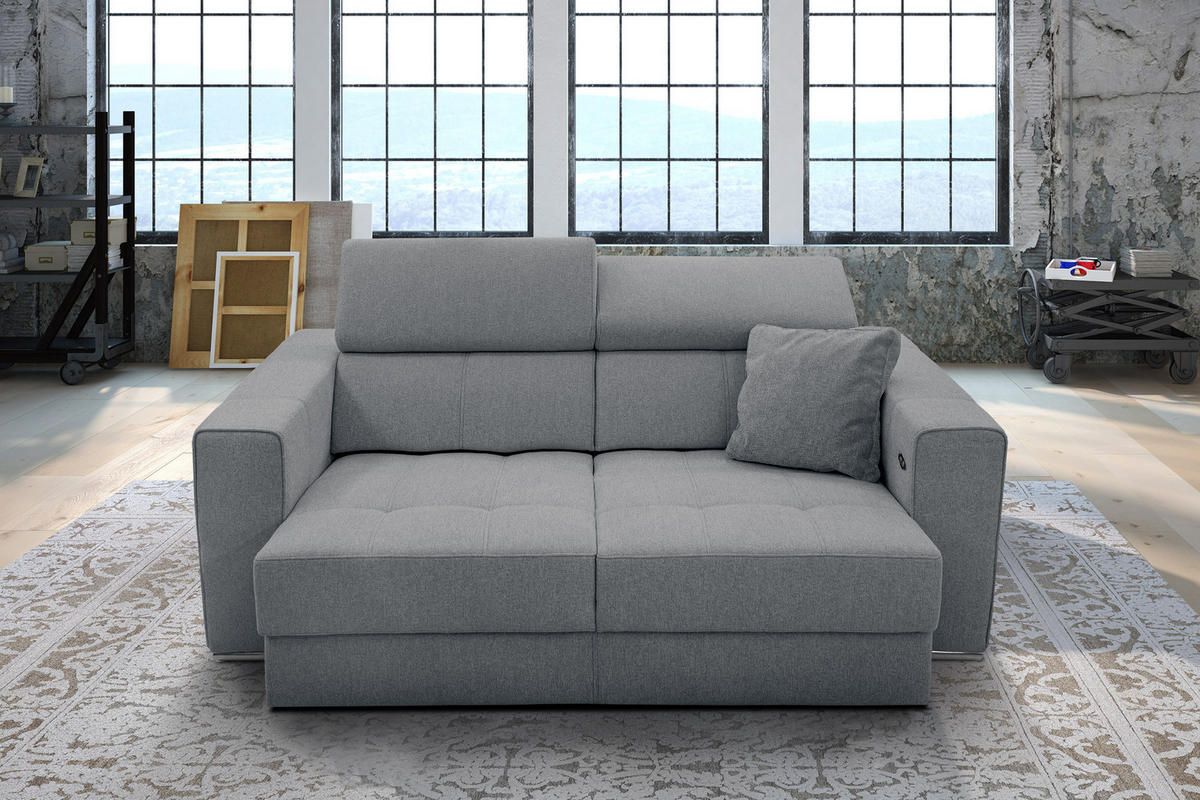 SOFA QUARTZ 3-Sitzer mit Ausziehsitz, grau - Grau, Holzwerkstoff/Textil (202/80/102cm) - Courtois Laville