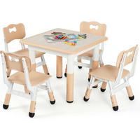 KINDERTISCH mit 4 Stühlen 5-teiliges Set Höhenverstellbar Gelb 60 cm - Multicolor, Kunststoff (60/60/60cm)