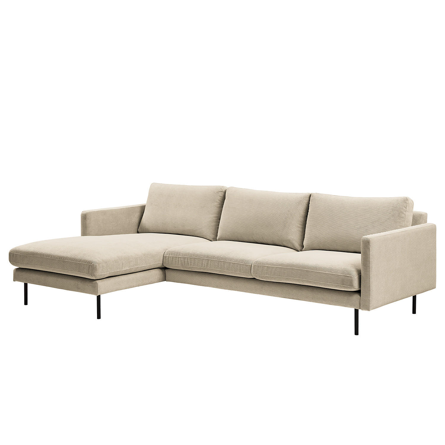 ECKSOFA mit Longchair - Creme, Textil/Metall (262/156cm) - home24