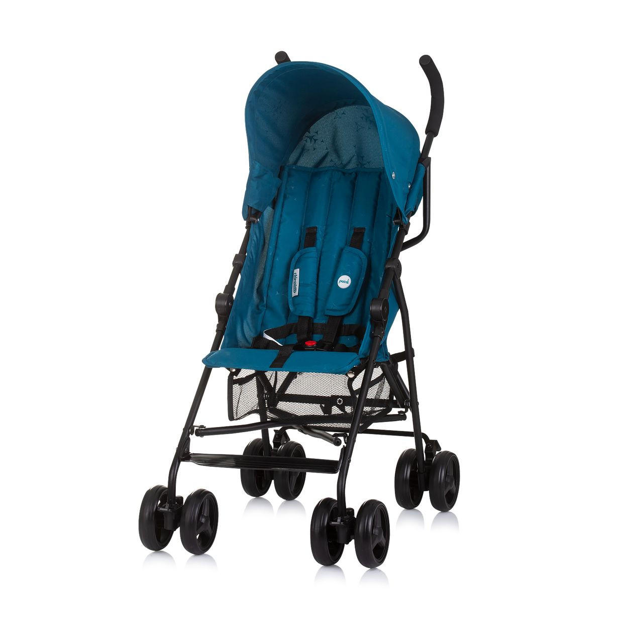 BUGGY Point blau 5-Punkt-Gurt, Rückenlehne verstellbar, Korb - Blau/Schwarz, Metall (66/46/100cm) - Chipolino