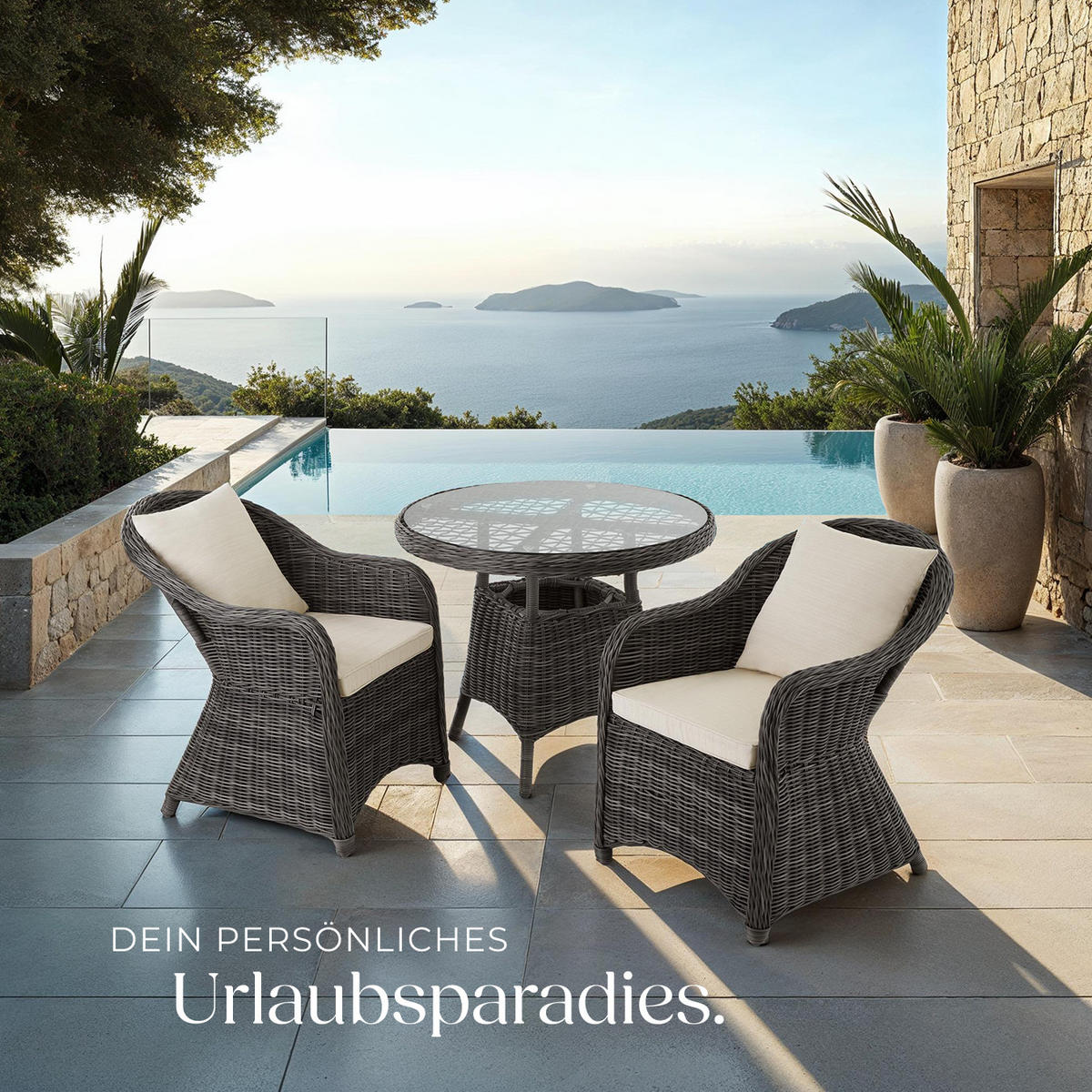 ALUMINIUM RATTAN SITZGRUPPE Zürich, kein Aufbau, grau - Grau, Kunststoff - tectake