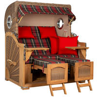 STRANDKORB XXL Düne Grande Teak Banana - Rot/Braun, Metall (142/170/95cm) - Mr. Deko