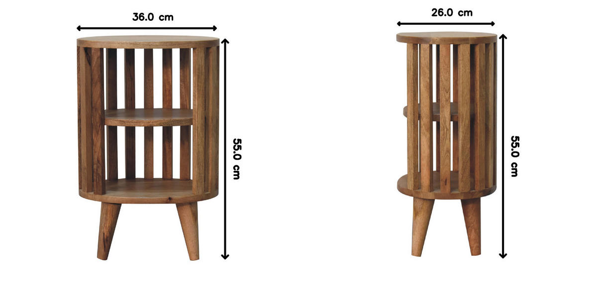 NACHTTISCH mit 2 Fächern - Eichefarben/Messingfarben, Holz/Metall (36/55/26cm) - Artisan Furniture