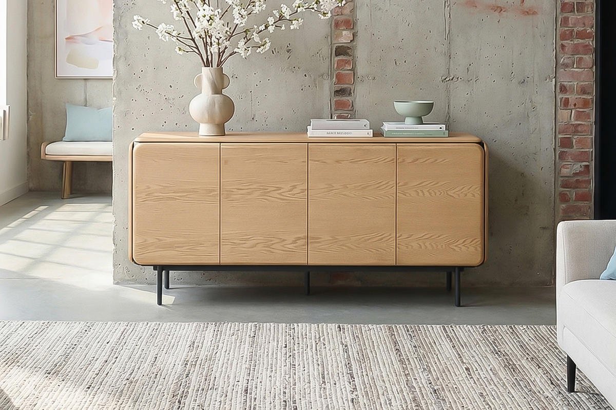 SIDEBOARD AVRIL Braun Eiche - Schwarz/Braun, Holzwerkstoff/Metall (181/87/40cm) - KAWOLA