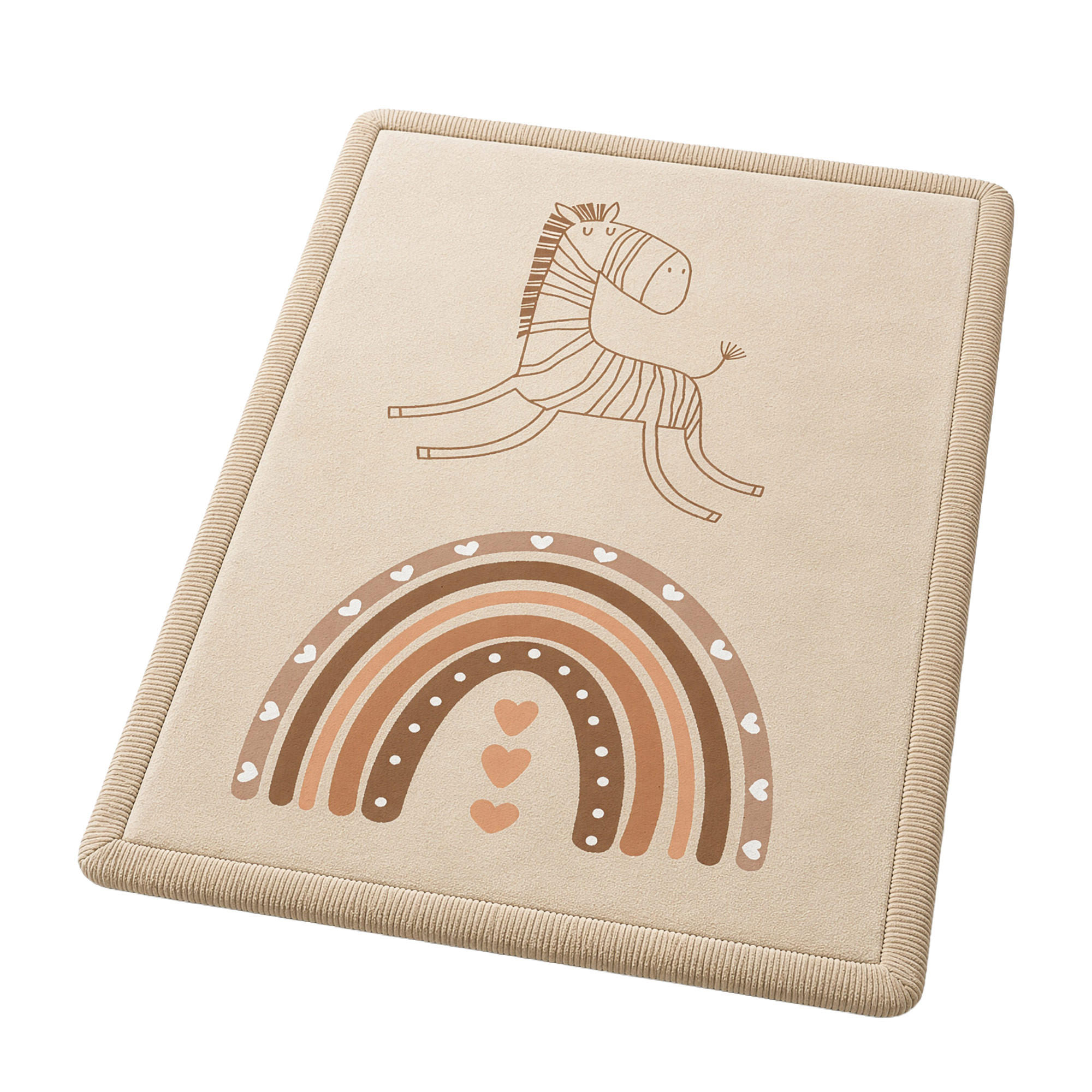 KRABBELTEPPICH samtweich und kuschelig "Regenbogen" 120x170cm - Beige, Textil (120/170cm) - Sanosoft