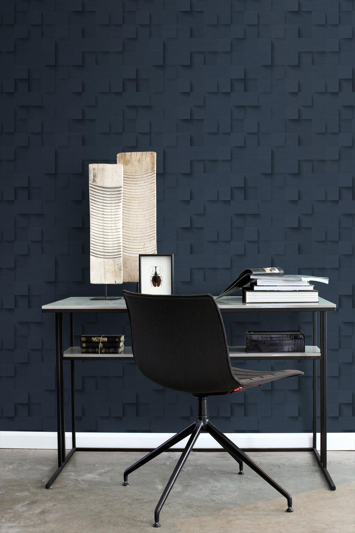 TAPETE 3D-Würfel 50 x 900 cm - Blau, Papier (50/900cm) - Origin Wallcoverings