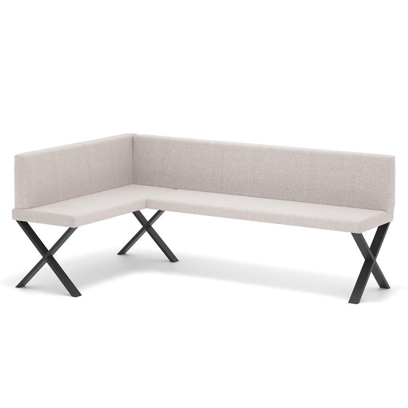 ECKBANK links VERO X Webstoff glatt, 128/168 cm Beige - Beige, Textil/Metall (128/168cm) - Idohome