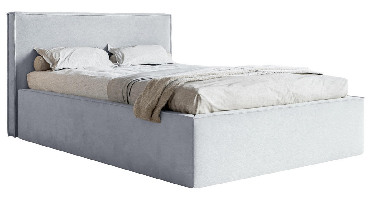 POLSTERBETT LUCERA Hellgrau 180x200 cm - Hellgrau/Schwarz, Holz/Textil (180/200cm) - Selsey