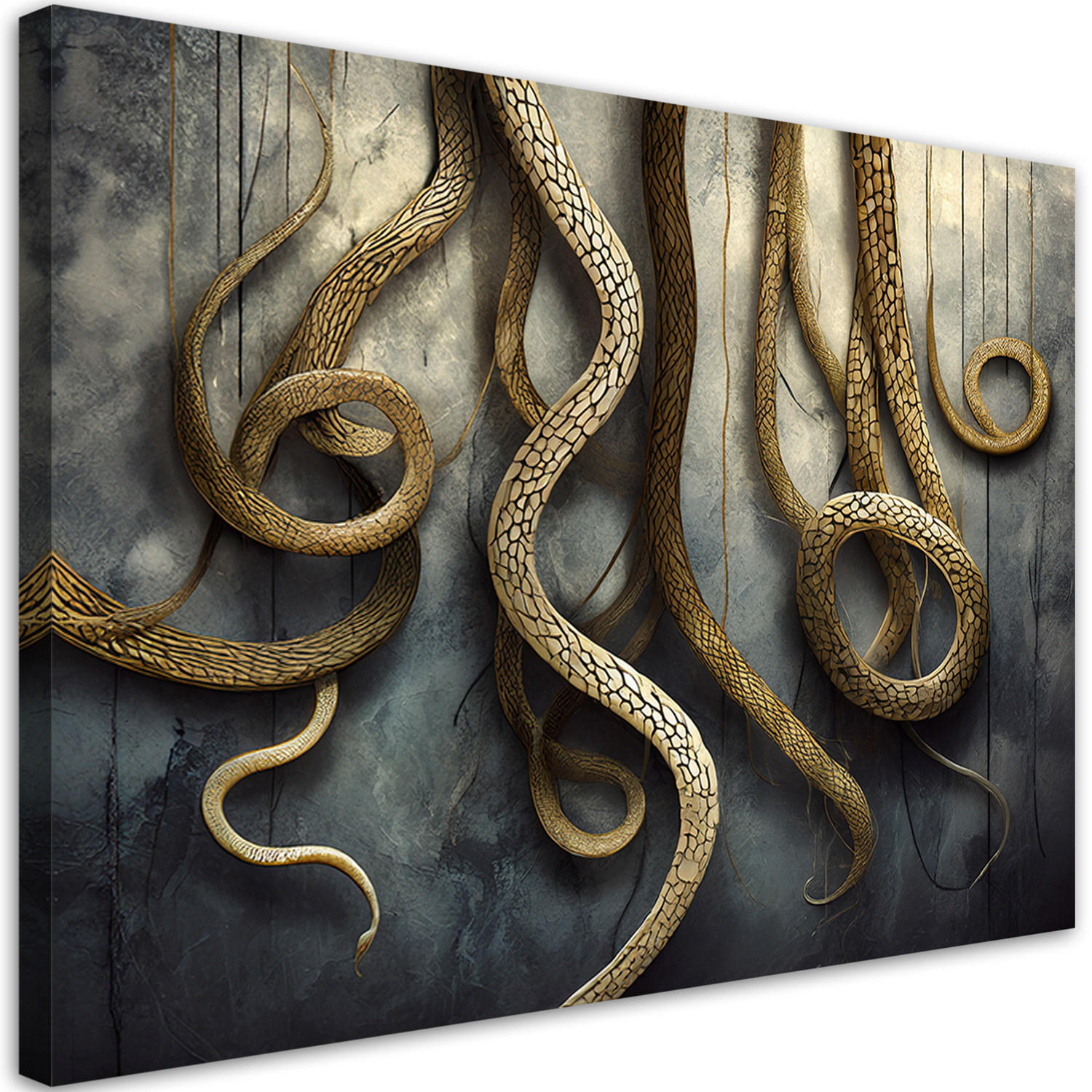 WANDBILD abstrakte goldene schlange - Grau, Textil (60/40cm) - Feeby