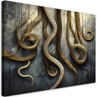 WANDBILD abstrakte goldene schlange - Grau, Textil (60/40cm) - Feeby