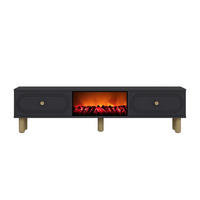 TV-MÖBEL Fyra anthrazit 150 cm im zeitgenössischen Stil mit LED-Kamin - Grau, Holz (150/29/40cm) - Concept Usine
