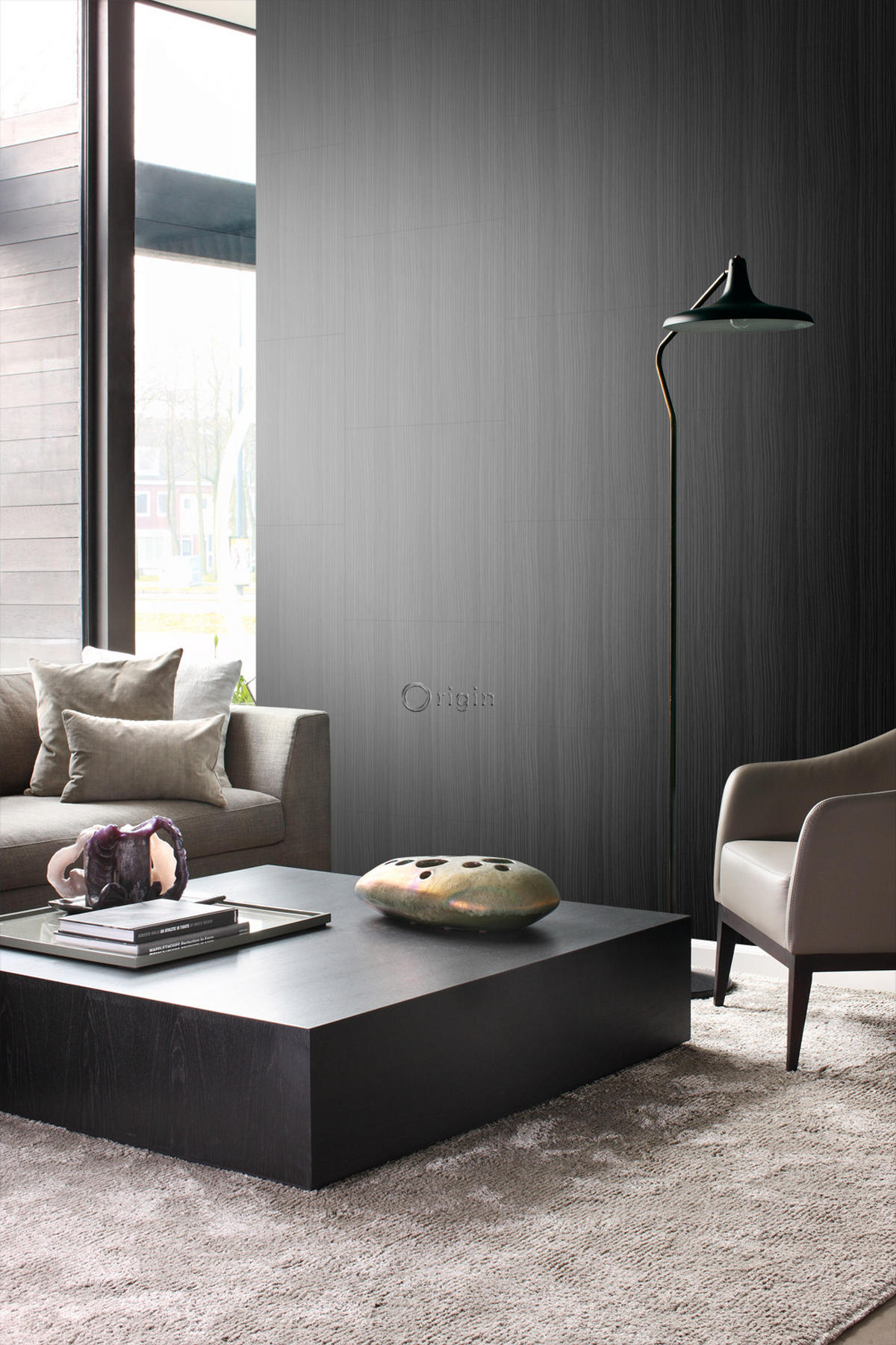 TAPETE Streifenmuster 53 cm x 10.05 m - Schwarz, Papier (53/1000cm) - Origin Wallcoverings