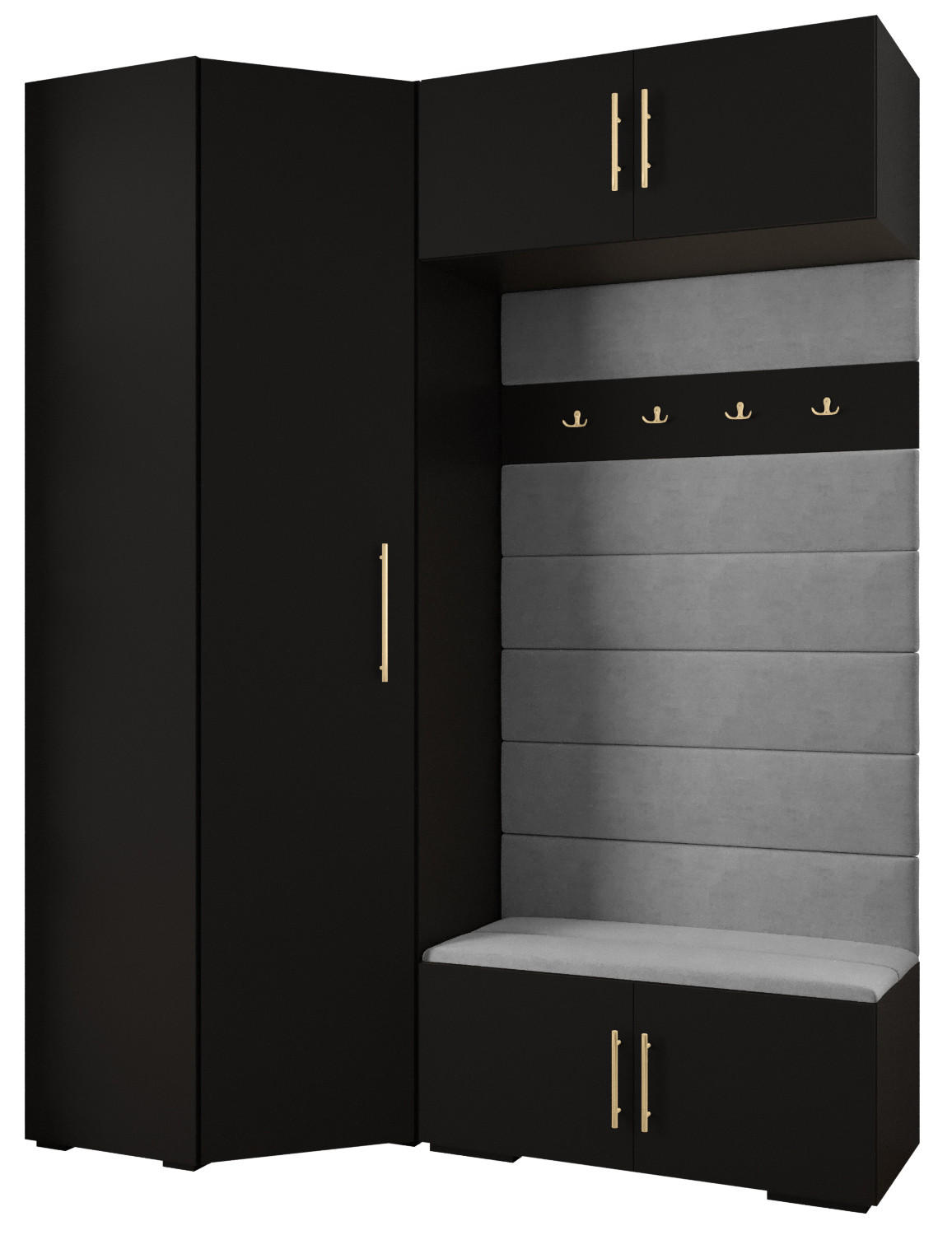 Abiks Möbel Garderoben-Set Schwarz, Grau, Gold 181.7x236.7x47 cm