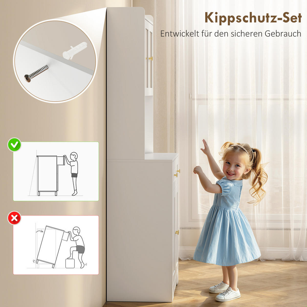 HIGHBOARD DE-08690 mit Arbeitsfläche & Weinglashalter Weiß - Weiß, Holzwerkstoff (38/170/68cm) - ComfortXL