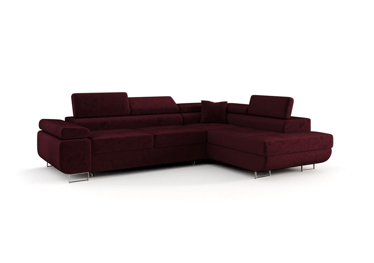 ECKSOFA EMILY mit Schlaffunktion Monolith 69 Rechts - Bordeaux, Textil (275/200cm) - Bedante