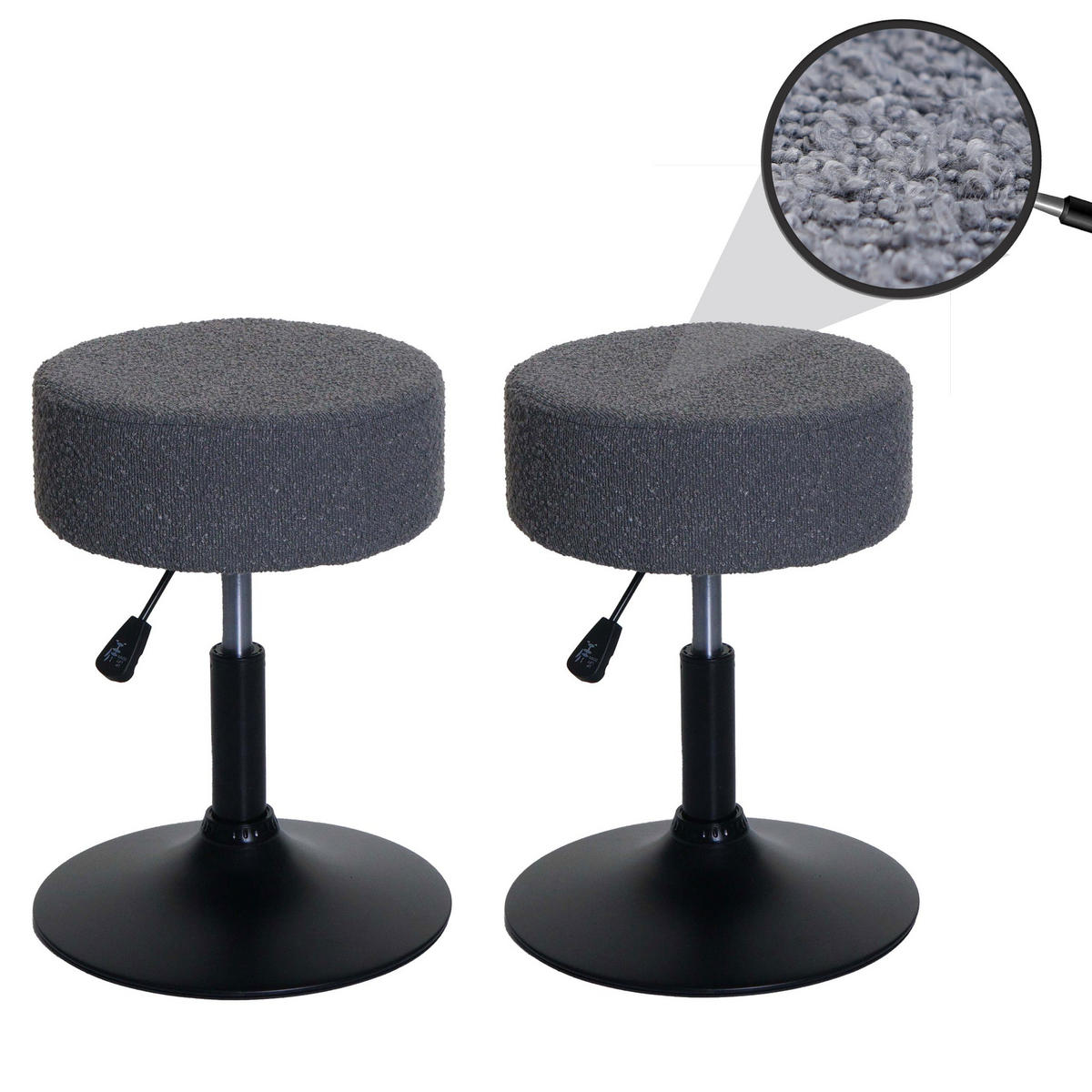 HOCKER Grau 2er-Set - Grau, Textil (37/57/37cm) - MCW