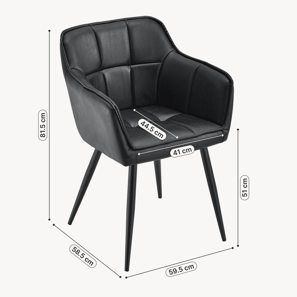 KRESLO S PODRUČKAMI Birmingham - čierna, kov/textil (60/82/59cm) - [en.casa]