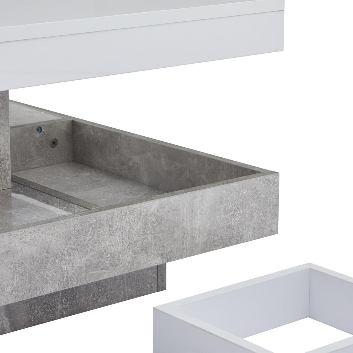COUCHTISCH aus Spanplatte 70x70x36 cm in Weiß mit 360°-Drehfunktion - Weiß, Holzwerkstoff (70/70/36cm) - Modfu