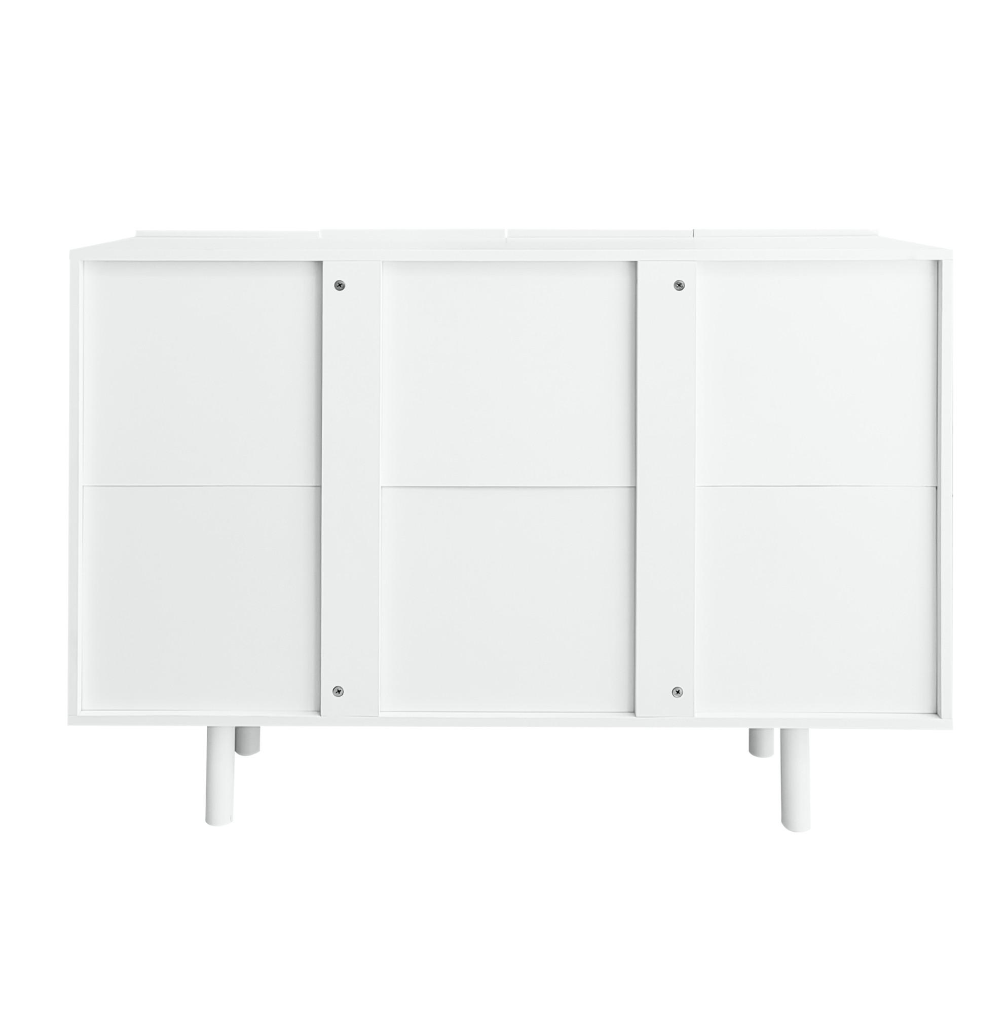 SIDEBOARD 120/37,5/80,8 cm Weiß aus MDF mit 4 Türen - Weiß, Holzwerkstoff (120/80.8/37.5cm) - OKWISH